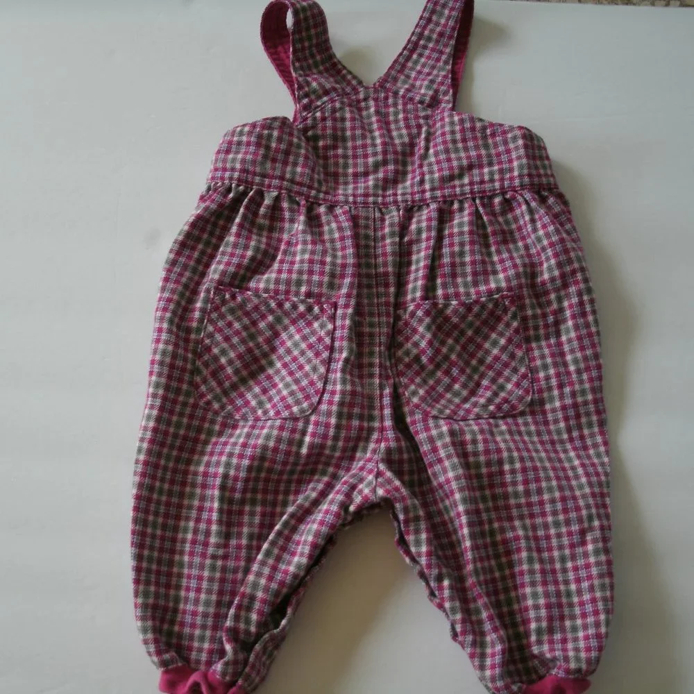 Vintage Baby Place Girls Overalls Pink Flowers Embroidered 3-6 Months